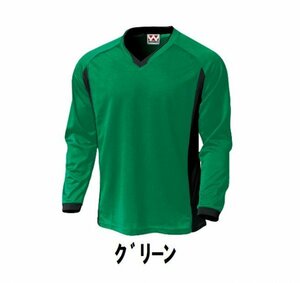 新品 サッカー フットサル 長袖 シャツ 緑 グリーン サイズ150 子供 大人 男性 女性 wundou ウンドウ 1930 送料無料
