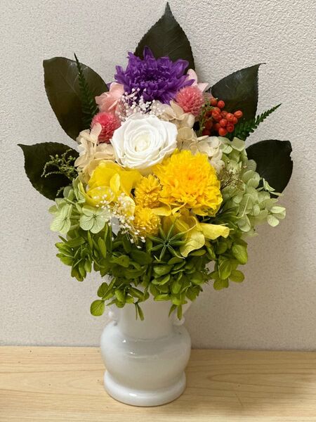 プリザーブドフラワー仏花アレンジ 一基 大きめサイズ
