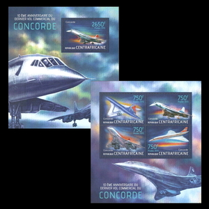 # centre Africa stamp 2013 year Concorde / business flight end 10 anniversary seat +4 kind seat 