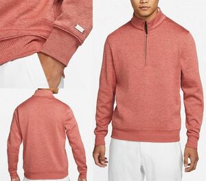 M 完売色 NIKE GOLF 立ち襟 ハーフジップ ニット @11000円 検 上質素材 テック セーター シャツ ポロ ポロシャツ ナイキゴルフ もく/杢赤