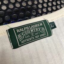 レアpolo country ヘンリー 半袖 Tシャツ Lサイズ OLD オールド 元々生成り色ですが、経年の全体的に黄ばみ、汚れ、毛玉あり（洗濯済み RRL_画像1