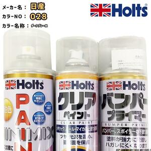 ペイントスプレー 日産 028 ダークグレーM Holts MINIMIX クリアスプレー バンパープライマー セット