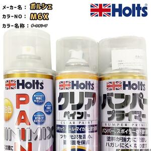 ペイントスプレー ポルシェ M6X ダークオリーブ Holts MINIMIX クリアスプレー バンパープライマー セット