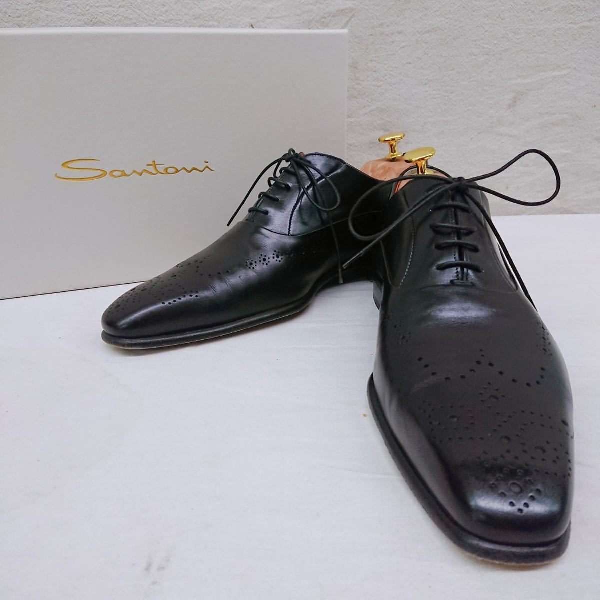 SANTONI ダブルバックルレザー ローカットスニーカー ダブルモンク