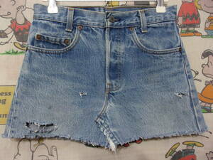 USA made Old Levi's 701 cut off Denim skirt W27 (65cm rank ) Old Levi's miniskirt 80s 90s Vintage Vintage US old clothes 