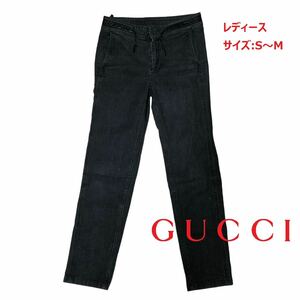 * прекрасный товар * GUCCI Gucci женский черный Denim обтягивающий джинсы Италия производства размер 42 Denim брюки черный джинсы 