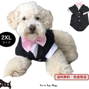 ペット用タキシード(ピンク・XXLサイズ)犬 正装服 コスチューム