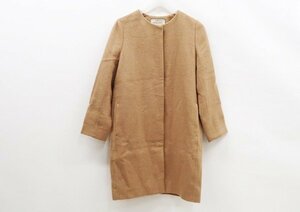 ◇【UNITED ARROWS ユナイテッドアローズ】ウール・アルパカ混 ノーカラーコート ベージュ 36