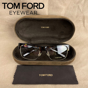 新品■トムフォード■ コンビフレーム 眼鏡 べっ甲柄 TF5301 T字デザイン TOM FORD セルフレーム メタルフレーム クラシック
