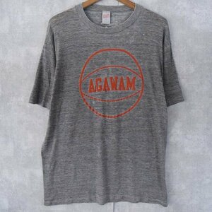 【値下げ対象外】 80's USA製 AGAWAM バスケットボールチーム プリントTシャツ XL グレー ぼろ 薄生地 ビンテージ 古着