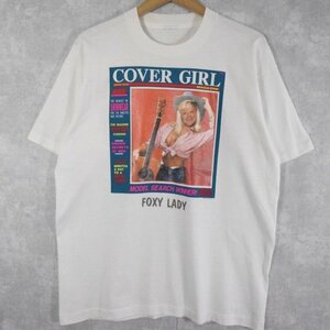 【値下げ対象外】 90's FOXY LADY COVER GIRL マガジン風プリントTシャツ 白 ホワイト 着用感なし 状態良好 アメカジ 古着