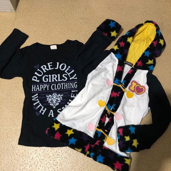 女の子 130㎝ 長袖Tシャツ&フード付きパーカー おまとめ2点セット