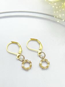 No.21-4 ☆1セットのみ☆ジルコニアのミニサークル・フレンチフックピアス ＃マスクチャーム イヤリング ハンドメイド アクセサリー