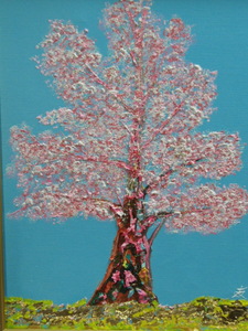 ≪国美協≫TOMOYUKI・友之、『サクラ一本桜』、P10号：53cm×41cm、一点物、新品高級油彩額付、直筆サイン・真作保証付