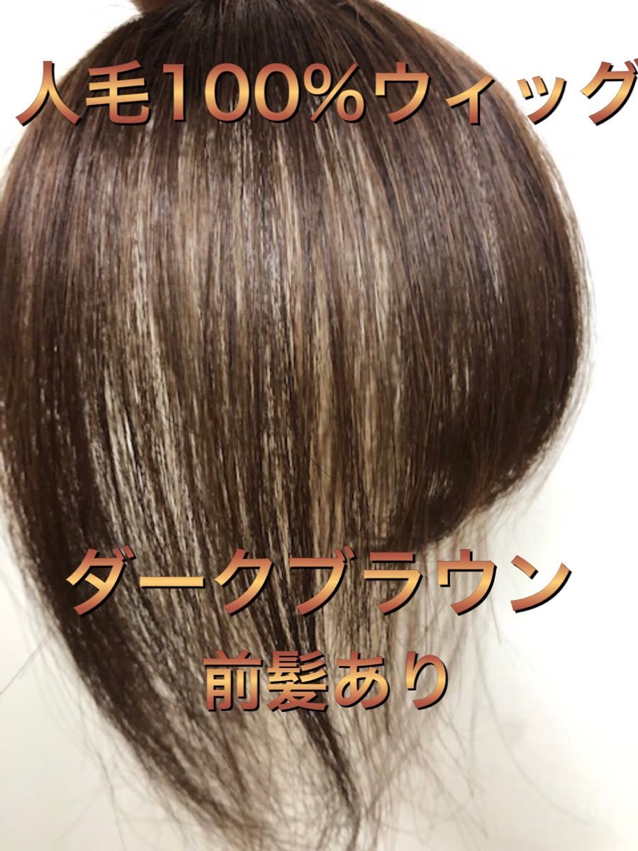 頭頂部ウィッグ 15cm ダークブラウン ヘアピース つけ毛 部分かつら 自然