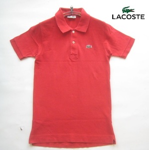 80'sヴィンテージ!!ラコステ LACOSTE*フランス製 ワニロゴワッペン付きポロシャツ 4 実寸M 赤 フレラコ フララコ 70's 60's