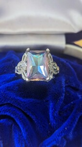  Aurora color zirconia ring 925 stamp 18 number 