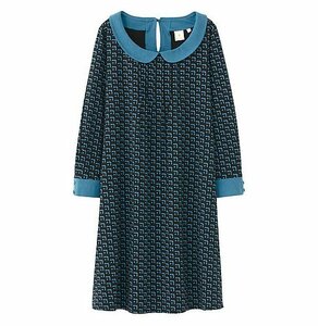 新品 Orla Kiely UNIQLO オーラカイリー ユニクロ 丸襟 ワンピース 七分袖 Sサイズ 総柄 黒 7分袖 7号