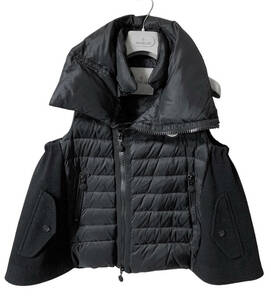 MONCLER S sacai SAWA モンクレール サカイ サワ ダウンベスト ブラック サイズ00*パーカー コート ダウン ジャケット ジレ