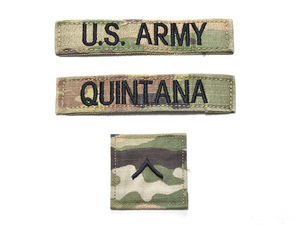 米軍実物 ARMY 陸軍 ネームタグ ネームテープ 階級章 OCP/マルチカム 3点セット F221
