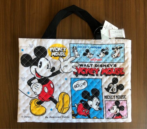 【新品】Disneyミッキー　キルトレッスンバッグ　手提げ袋