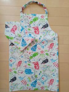 * hand made apron 2 point set 140 rom and rear (before and after) mouse san MOUSE unbleached cloth ① *