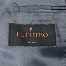 ●美品 LUCIFERO 伊ラニフィシオファビオ社製生地 チェック テーラードジャケット A6(L相当) グレー 国内正規品 メンズ 紳士_画像3