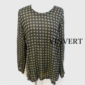 790685 Vinvert Sanyo Sanyo Black Pattern Blush Blouse Blouse [Нажмите Postable]