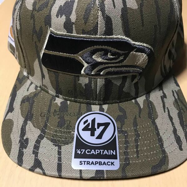 新品★Carhartt x ‘47 x NFL★カーハート４７カモフラ迷彩柄シアトルシーホークスキャップ帽子