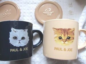 PAUL&JOE　ポール&ジョー　ペアマグカップ蓋付き　猫プリント