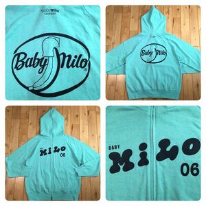 2006年 milo banana logo フルジップ パーカー Mサイズ ミント a bathing ape BAPE full zip hoodie エイプ ベイプ マイロNIGO w506