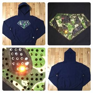 ★初期★ swarovski BAPE camo logo パーカー Mサイズ a bathing ape pullover hoodie スワロフスキー ラインストーン エイプ ベイプ i0201