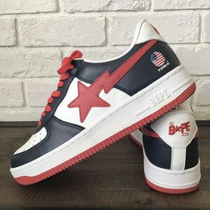 ★新品★ レザー BAPESTA スニーカー 28cm US10 NAVY a bathing ape BAPE STA shoes sneakers エイプ ベイプ ベイプスタ スニーカー w4