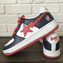 ★新品★ レザー BAPESTA スニーカー 28cm US10 NAVY a bathing ape BAPE STA shoes sneakers エイプ ベイプ ベイプスタ スニーカー w4_画像1