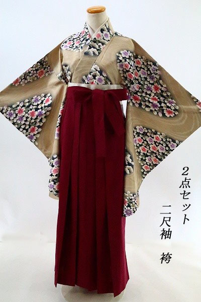 二尺袖 紺道長しぼり桜 着物 色無地 着物 クリアランス半額