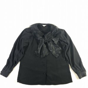 Petit Rubon レディース 長袖 シフォン ティアードカラー ドレスシャツ 黒 L 美品 送料185円