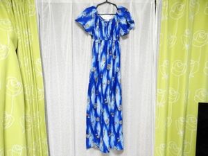 中古 ハワイ製 Raren Ann ハワイ フラダンス ムームー ワンピース Lサイズ ドレス