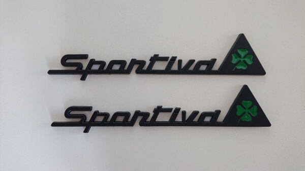 アルファロメオ メタル バッジ エンブレム ステッカー 「Sportiva Quadrifoglio」色:ブラック 2個セット