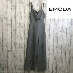 EMODA エモダ　 アシンメトリーツイストオールインワン 　Fサイズ　グレー　程よい肌見せ　S10-180　USED