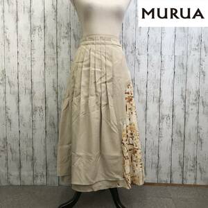 MURUA　ムルーア　アシメプリーツフレアスカート　Fサイズ　ベージュ　S10-234　USED