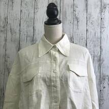 EMODA　エモダ　オーバークロップシャツジャケット　Fサイズ　ホワイト　裾ダメージ加工　S10-244　USED_画像2