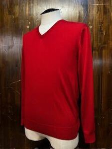 K789 men's sweater BEAUTY&YOUTH UNITED ARROWS United Arrows red red thin plain V neck knitted small size / S (6)