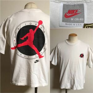 1990's ビンテージ NIKE 銀タグ 初期 AIR JORDAN ジャンプマン ロゴ マイケル ジョーダン Tシャツ 白 ナイキ M xpv