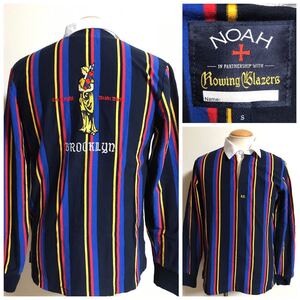 日本未展開 NOAH × ROWING BLAZERS ストライプ ラガー シャツ S ネイビー BROOKLYN ノア ローイングブレザーズ コラボ xpv