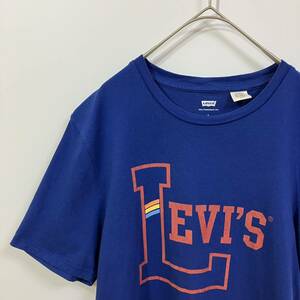 Levi's リーバイス ビッグ ロゴ プリント 半袖 クルーネック 天竺 ニット シングルステッチ Tシャツ 古着