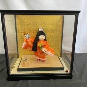 ◆日本人形 童人形 寿 君童作 舞 女の子 着物 コレクション ガラスケース 昭和レトロ アンティーク 置物 飾り インテリア76-15