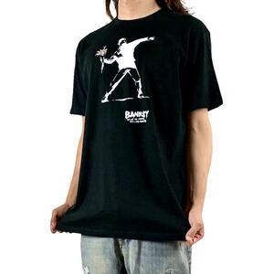 新品 BANKSY バンクシー Flower Thrower 花束 火炎瓶 グラフィティ Tシャツ S M L XL ビッグ オーバー サイズ XXL~5XL ロンT パーカー 対応