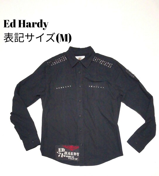 #メンズ(トップス)【Ed Hardy】★エド・ハーディー★長袖シャツ★ロック系シャツ等にも★表記サイズ(M)★送料無料★ag-2