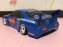 送料無料 1/10 日産 スカイライン GT-R R33 KURE レースカー ラジコンボディ タミヤ TAMIYA NISSAN SKYLINE RACING RC BODY 当時物_画像5