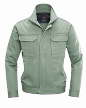 バートル 8091 長袖ジャケット アースグリーン Lサイズ 春夏用 メンズ 防縮 綿素材 作業服 作業着 8091シリーズ_画像1